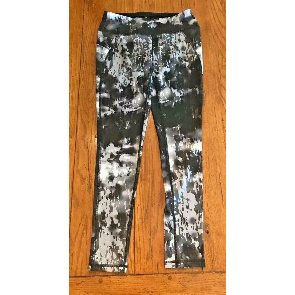 Small Apana Womens Athletic Yoga Cropped Stretch Pants Gray Black White